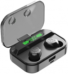Casti Wireless Bluetooth MRG MT50 Display LCD Stereo Handsfree Cu Carcasa In Ear Control Touch Cu Microfon Pentru Telefon Negru 