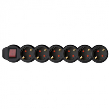 Distribuitor retea cu 6 poli Home Plastic 3500 W 3 m Negru 