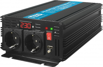 Invertor auto de la 12V la 230V TED ELECTRIC 2500 W Unda sinusoidala pura Negru