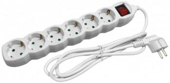 Prelungitor Entac 3 metri 6 prize cu intrerupator cablu 3x1 5mm Alb 3680W 