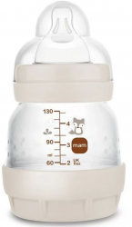 Biberon din polipropilena cu tetina din silicon 130 ml MAM Anti-Colic 1094-0 Crem 