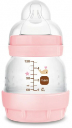 Biberon din polipropilena cu tetina din silicon 130 ml MAM Anti-Colic 1100-0 Roz 