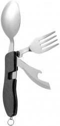 Briceag metalic detasabil Zola® 4 in 1 camping tacamuri desfacator de bere si cutit negru 