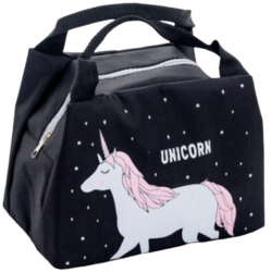 Geanta termica pentru mancare Zola® 21x14x15 cm neagra model cu unicorn 