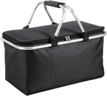 Geanta termica picnic Zola® pentru depozitarea alimentelor cu manere din plastic/aluminiu neagra 48x28x22 cm 