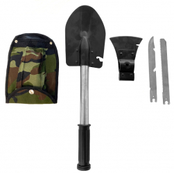 Kit supravietuire 5 in 1 Zola lopata topor ferastrau cutit si husa culoare negru/verde 