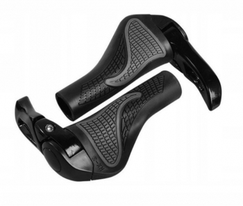 Set 2 manere din cauciuc si aluminiu Zola® pentru bicicleta negre dimensiuni ghidon 20-22 mm 