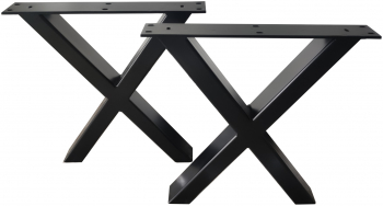 Set 2 picioare masa metal stil scandinav Forma X Profil Lat Vopsire in camp electrostatic Finisaje Premium Negru 