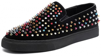 Pantofi Barbati Zamo® Kampen din Piele Ecologica Imitatie Piele Intoarsa si Tinte Colorate fara Inchidere Negri Marime 42 EU 