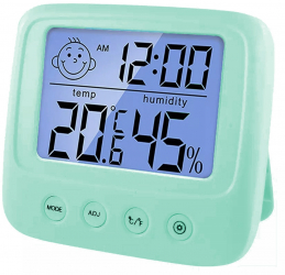 Termometru cu hiometru pentru camera copilului Zola® LCD temperatura de la -50 la 70 grade Celsius plastic verde menta 