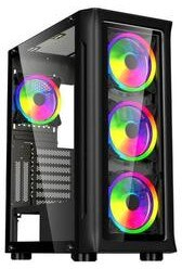 Carcasa spacer – gaming middle tower atx „shield fara sursa sticla securizata 4 x argb fan hub telecomanda 