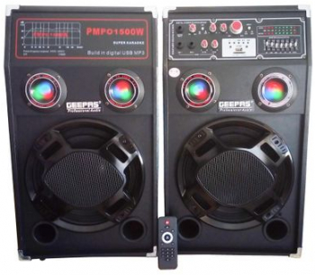 Boxe Audio Geepas Activa Si Pasiva Conectivitate Bluetooth Material Lemn Negru Joc Lumini Led Diametru Difuzor 25 Cm Intrare Aux / 