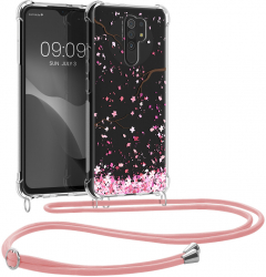 Bumper kwmobile pentru Xiaomi Redmi 9 Silicon Transparent/Roz 56532.02 