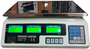 Cantar Electronic 40 Kg Cu Acumulator Si Platan Inox Incarcare Priza 