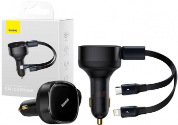Car Charger Baseus Enjoyment Dual USB-C + Lightning 30W Black 