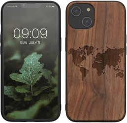 Husa kwmobile pentru Apple iPhone 14 Lemn Maro/Negru 59124.03 