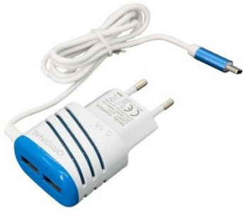 Incarcator pentru telefon mobil cu 2 porturi USB albalbastru 
