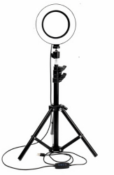 Lampa Circulara Klausstech 15w 10 Suport Pentru Telefon Trepied Telecomanda Si Usb 120 Led-uri Video Photo Make-up Neagra 