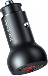 Mcdodo Car Charger USB + USB-C 45W LED Display Black 
