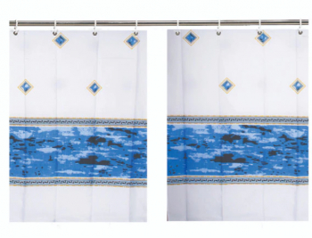 Perdea Pentru Dus/cada Klausstech Din 2 Piese Dimensiuni Piesa 120 X 180 Cm Design Modern Cu Imprimeu Usor De Instalat 12 X Carlige Alb 