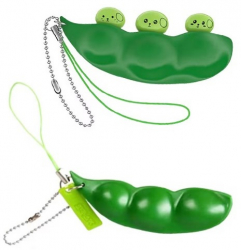 Set 2 jucarii breloc pastaie de mazare antistres verde 7 cm 
