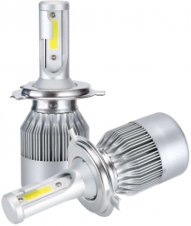 Set 2 X Becuri Led H4 Auto Klausstech 2 Faze Lumina Aluminiu 72w Alb 6000k Protetie Ip65 3800 Lumeni Unghi 360 Argintiu 