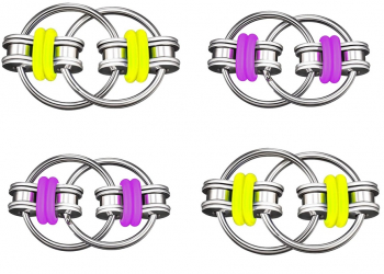 Set 4 jucarii Spinner Key Chain Fidget antistres galben/violet Vivo 