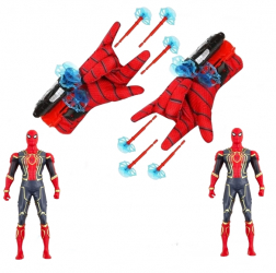 Set doua Manusi cu ventuze si figurina Spiderman IdeallStore® rosu 
