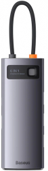 Adaptor Metal Gleam 6in1 Baseus HUB USB-C - 3x USB3.0 HDMI VGA 100W PD Gri 