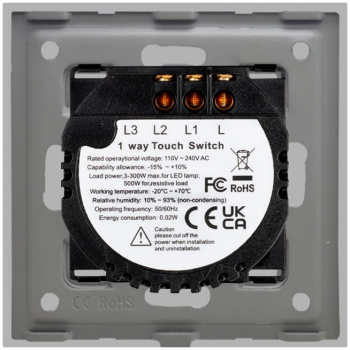 Intrerupator dublu cu touch LUXION 500W Sticla Gri 