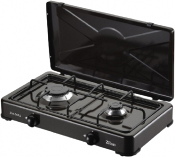 Aragaz Emailat 2 Arzatoare Cu Capac Robinet De Gaz Cu Siguranta Gpl 1600 / 900 W 0 307 Kg/h 30mbar Negru 