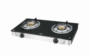 Aragaz Tip Plita Sticla 2 Ochiuri Corp Inox Diuze Lipite Pentru Gpl Aprindere Piezoelectrica Butoane Reglabile Negru/argintiu 
