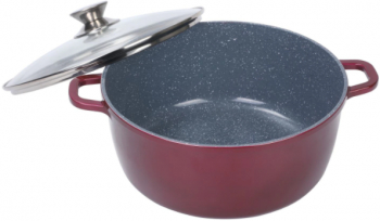 Cratita Cu Capac Klausstech Material Aluminiu Manere Ergonomice Antiaderente Capac Din Sticla Capacitate De 13l Visiniu 