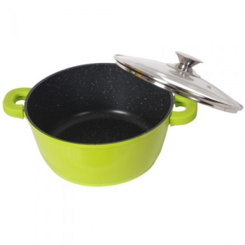Cratita Marmorata Cu Capac Capacitate De 5.8 Litri Interior Din Marmura Dimensiuni 28x12.5 Cm Usor De Curatat Verde 