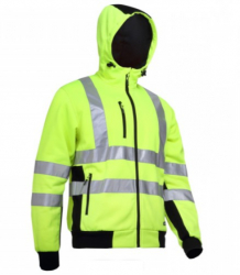 Jacheta Reflectorinzanta Cu Marime L Gluga Poliester Si Bumbac Benzi Reflectorizante Buzunare Cu Fermoar Culoare Verde 