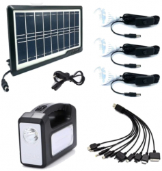 Kit Cu Panou Solar Gdliting Gd-8017 Usb 3 Becuri Lanterna Portabil 