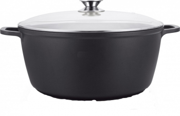 Oala Cu Capac Si Maner Ergonomic Oala Din Aluminiu Cu Marmura Capac Din Sticla Termorezistenta Capacitate De 19.5l Diametru De 40cm Neg 