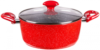 Oala Din Aluminiu Forjat Cu Invelis Din Marmura Manere Izolate Termic Strat Antiaderent Capacitate 5.4 L Usor De Curatat Dimensiuni 24x 
