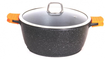 Oala Din Granit Cu Capac De Sticla Calitate Ridicata Diametru 32 De Cm Interior Granit Capacitate De 8.6l Negru 