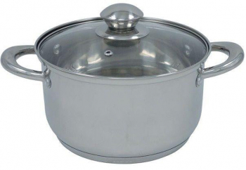 Oala Din Inox Cu Capac Din Sticla Otel Inoxidabil Fund Din 3 Straturi Capac Din Sticla Termorezistenta Diametru De 20 Cm Capacitate 3.5 