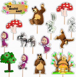 Set 14 figurine tort/briose Masha si Ursul KZE Prints Photo Paper Glossy