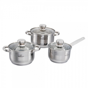 Set De 3 Oale Cu 3 Capace Inox Inoxidabil Sticla Termorezistenta Diametre De 16/18/20 Cm Capacitate Oale De 2.1/2.9/3.9l Argintiu 
