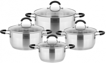 Set De 4 Oale Din Inox Cu Capac Din Stcila Capacitate 1.25/2/2.5/4 Litri Gradatie Pe Interior Fund Multistrat Utilizare Universala Ar 