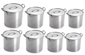 Set De 8 Oale Si 8 Capace Klausstech Material Inox Capacitate Oale 4/5/5.5/7/8.5/10/11.5/13l Manere Metalice Usoare Argintiu 