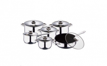 Set Oale Din Inox 5 Oale Si 1 Tigaie Capac Din Sticla Inox Usor De Folosit Design Modern Argintiu 