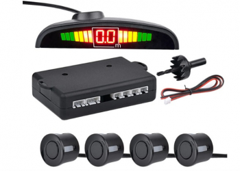 Sistem 4 senzori de parcare auto cu display LED si sonorizare KlaussTech negru 