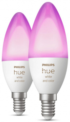 2 Becuri Philips E14 Cu Ambianta Alba Si Color Bluetooth 2000k-6500k Inaltime 117 Mm Diametru 39 Mm Design Modern Multicolor 