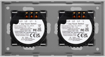 Intrerupator 2 x Dublu cu Touch din Sticla LUXION Gri 