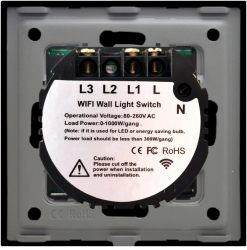Intrerupator Dublu Wi-Fi si RF433 cu Touch din Sticla LUXION Negru 