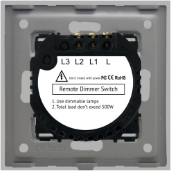Intrerupator Dublu cu Variator si Touch din Sticla si Rama de Aluminiu LUXION RF433 Gri 